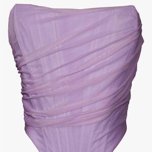 Lavender Strapless Corset Crop Top